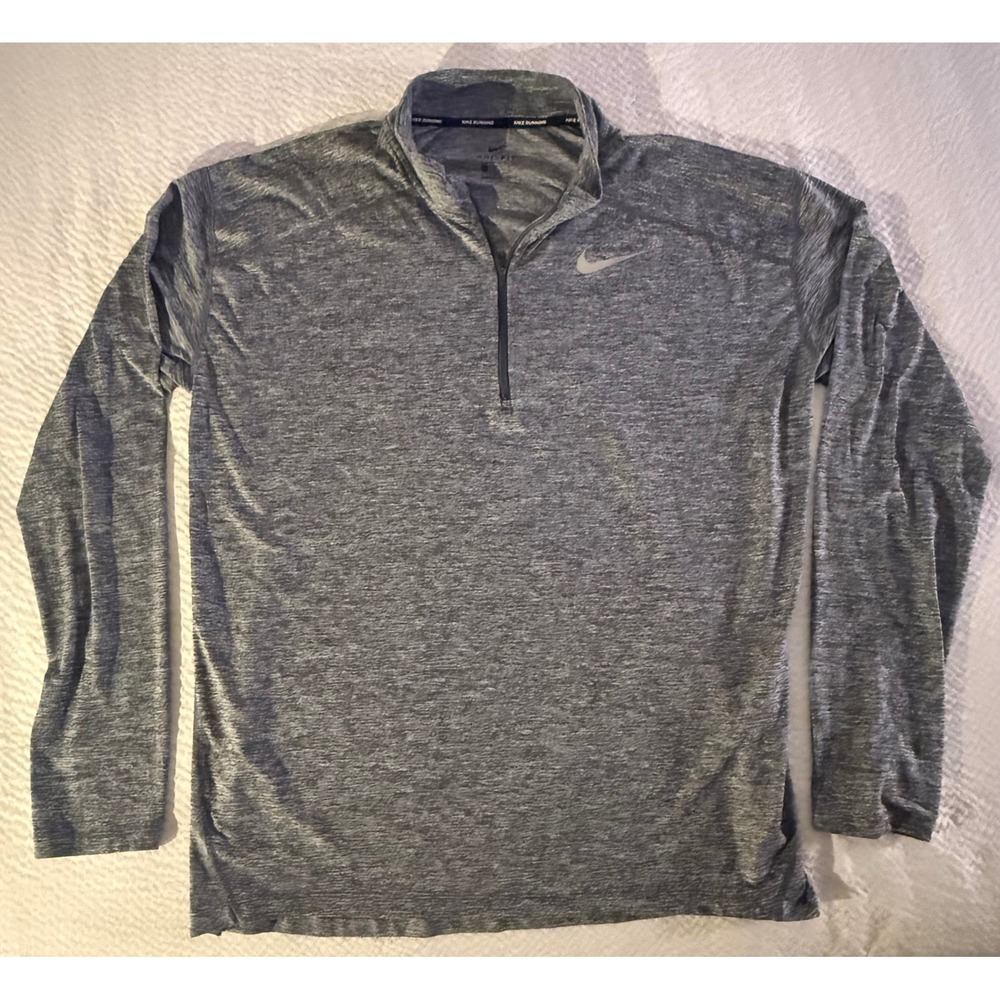 Nike Running Dri-FIT Mens XL Quarter Zip Pullover Heather Grey Long Sleeve Top